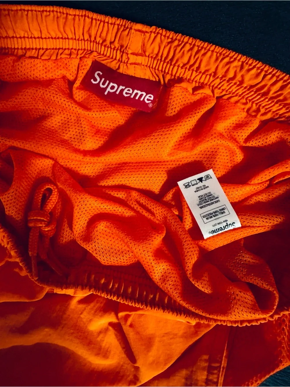 Supreme Bright Orange Men’s Swim Trunks with Side Logos Size Medium Rare Gem